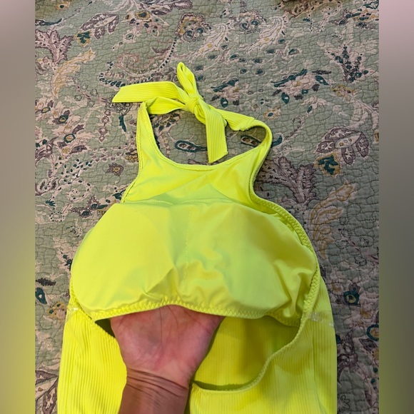 Summer Songs Ribbed Thong 1 Piece Swimsuit - Neon Yellow - Picture 4 of 7